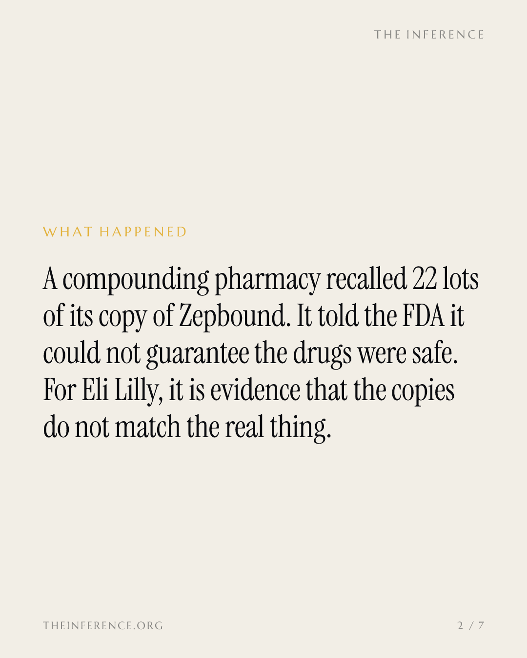 A compounded Zepbound recall hands Eli Lilly its exhibit as a fifth of US GLP-1 users take copies — slide 1