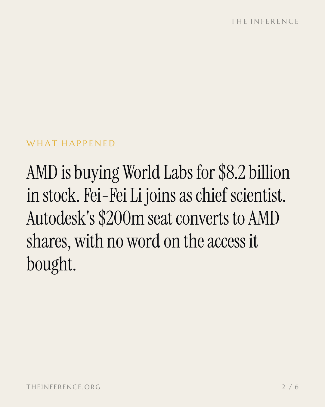 Autodesk paid $200m for a research seat. AMD's $8.2bn buyout pays it out in stock and keeps the agenda — slide 1