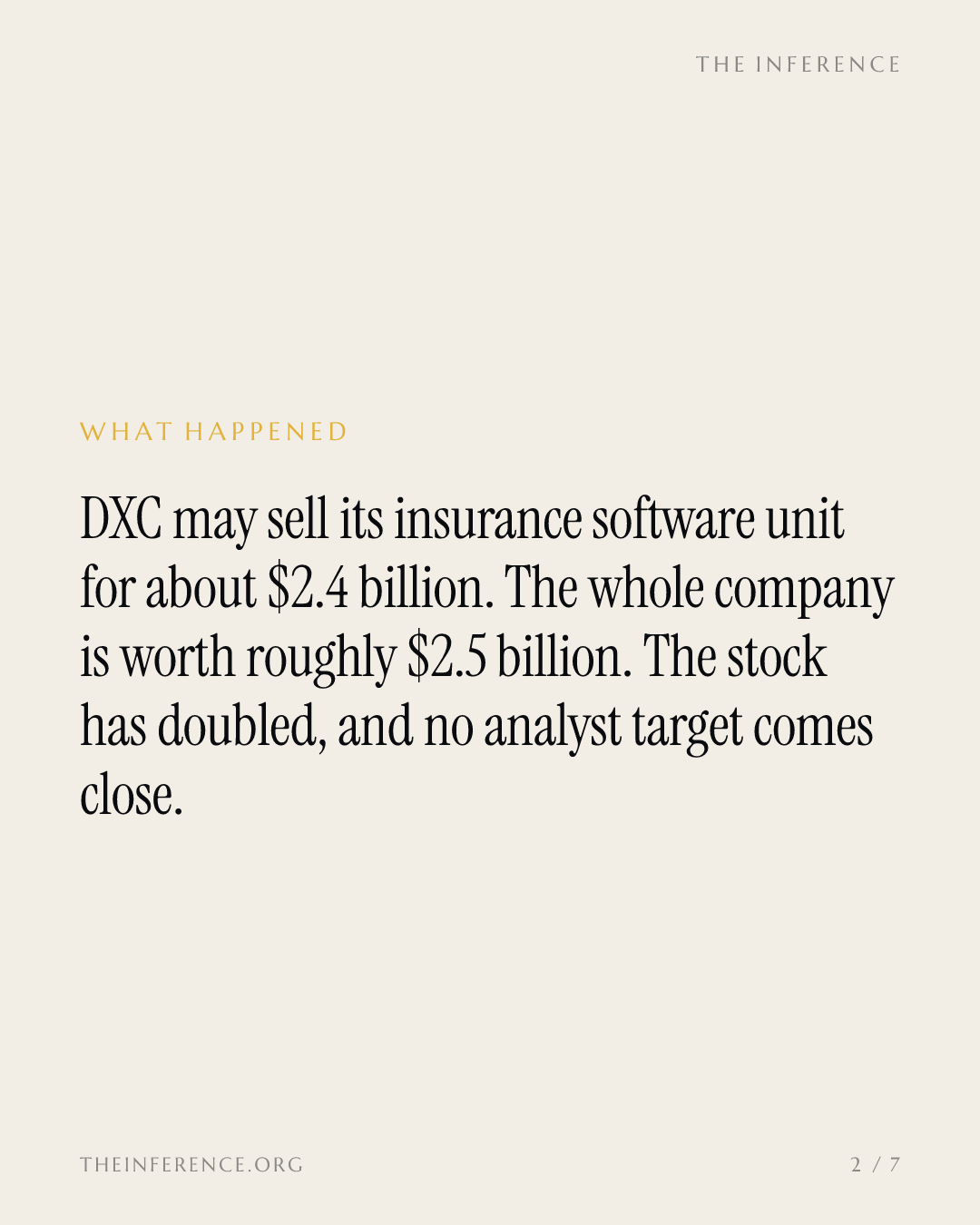 DXC Doubles on a Break-Up That Values One Unit Near the Whole Company — slide 1