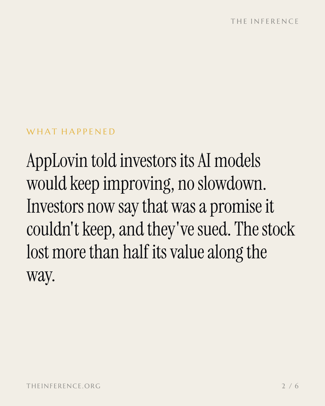 AppLovin Said Its AI Gains Wouldn't Slow. The Stock Fell 55% Instead.  — slide 1