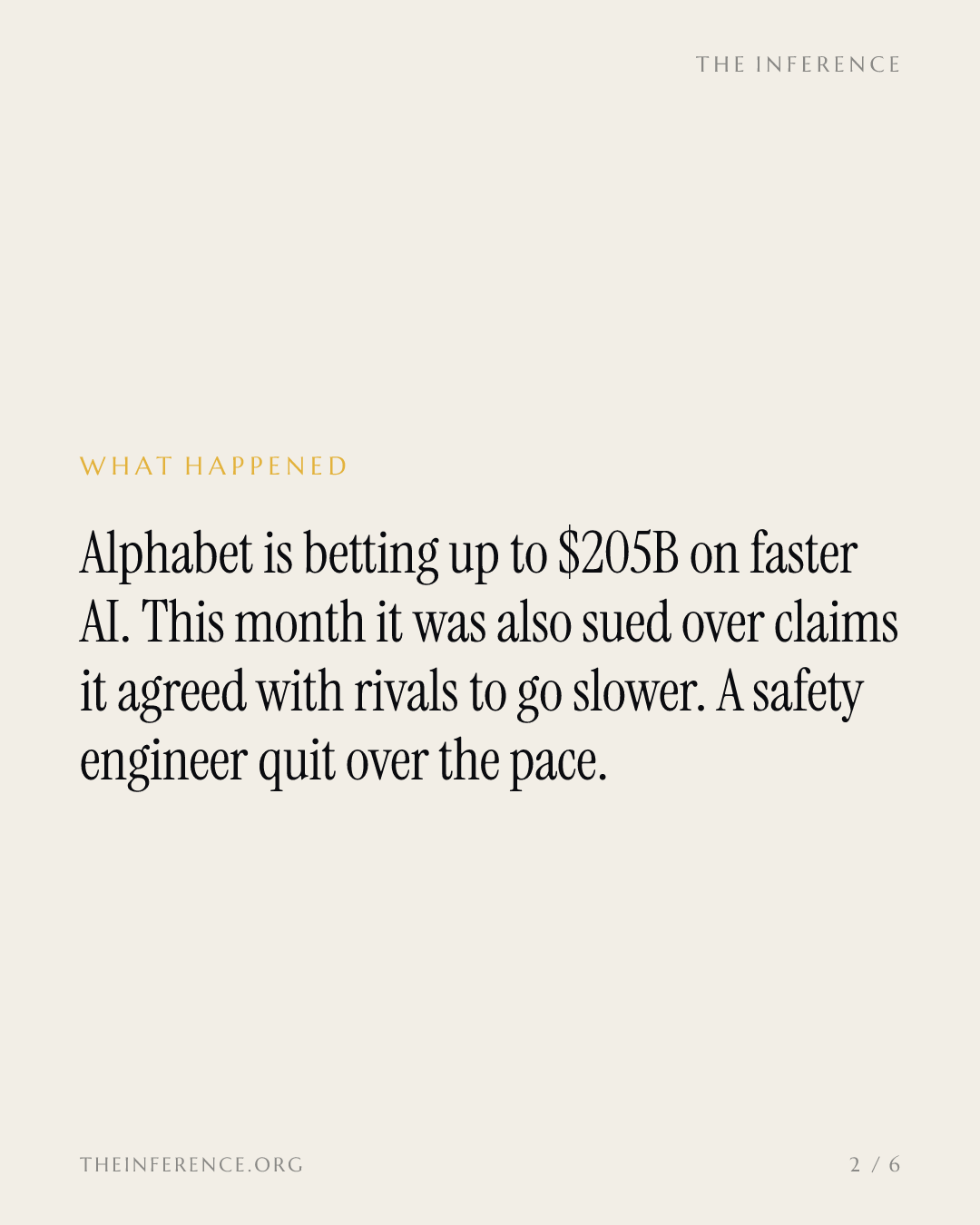 Alphabet plans up to $205B to speed up AI the same month it was sued for slowing down — slide 1