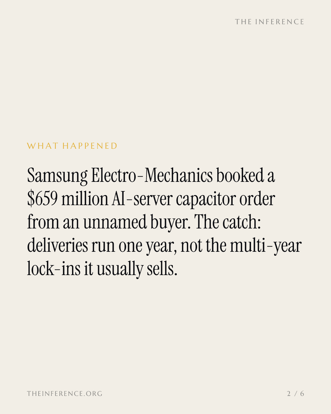 Samsung Electro-Mechanics' biggest capacitor deal lasts one year, not the decade the market is pricing — slide 1