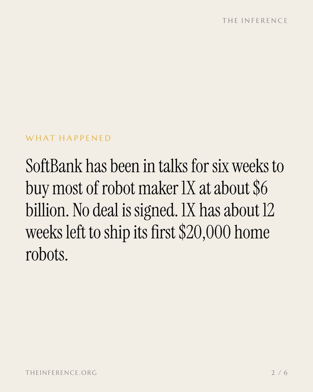 SoftBank's $6 Billion 1X Talks Meet a 12-Week Shipping Deadline — slide 1