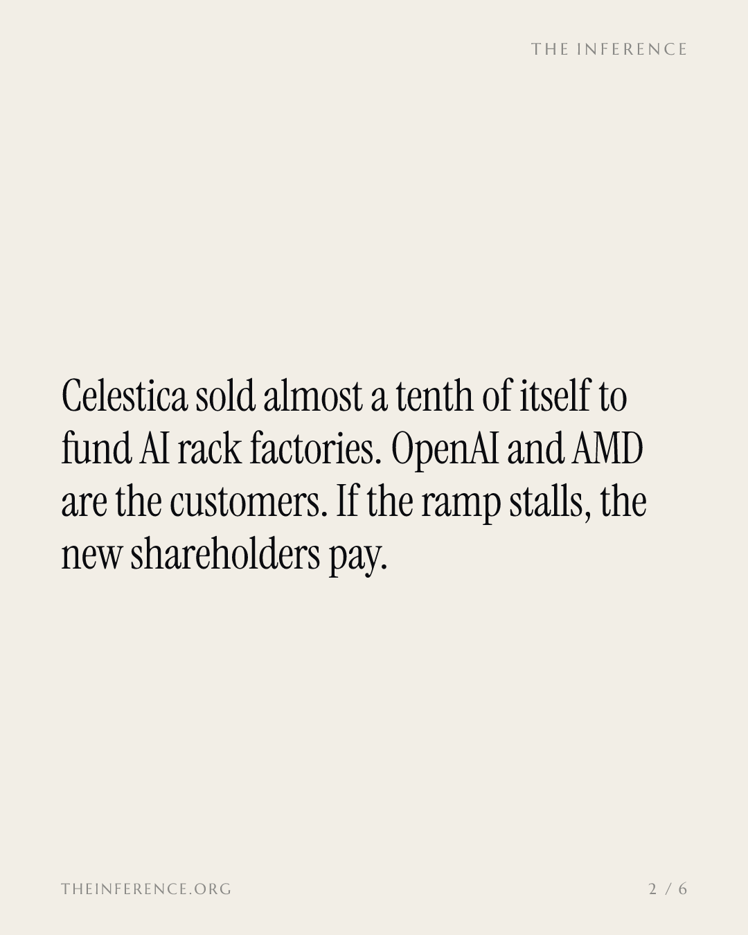 Celestica sold nearly 10% of itself to build AI racks for OpenAI and AMD — slide 1