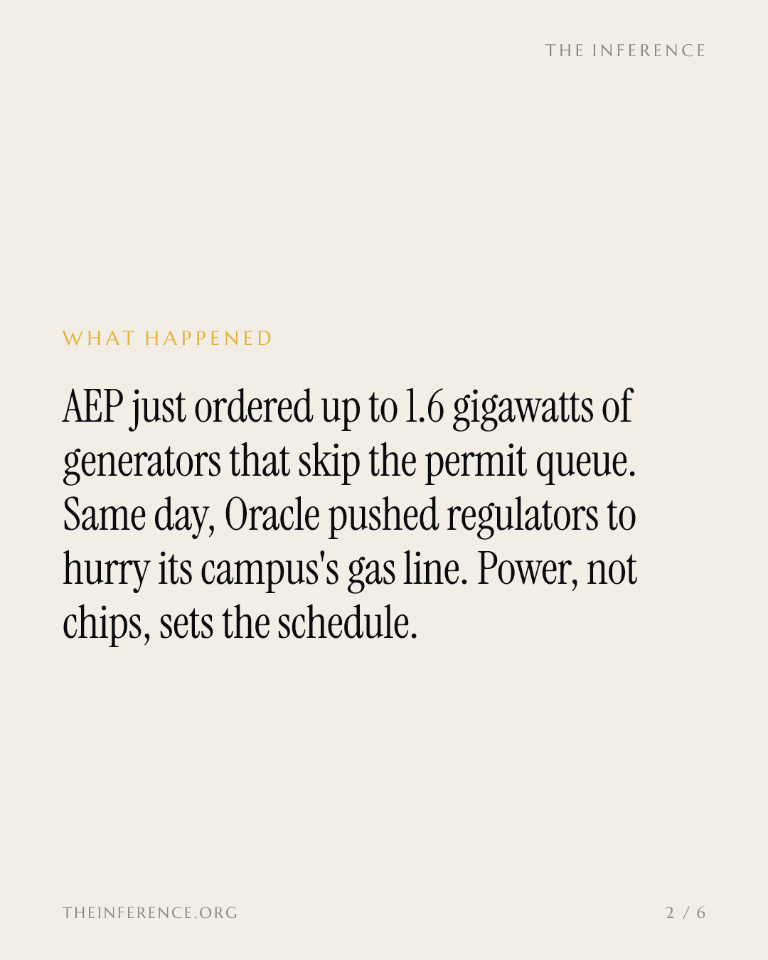 AEP orders up to 1.6 gigawatts of Mainspring generators; Oracle's gas line slips at FERC — slide 1