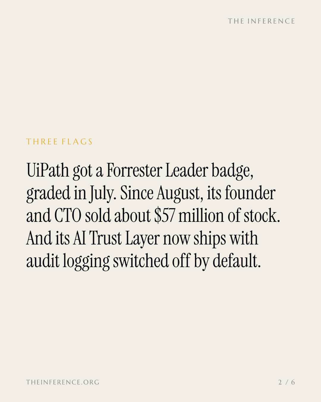 UiPath's Forrester badge graded in July; its executives sold $57 million since August — slide 1