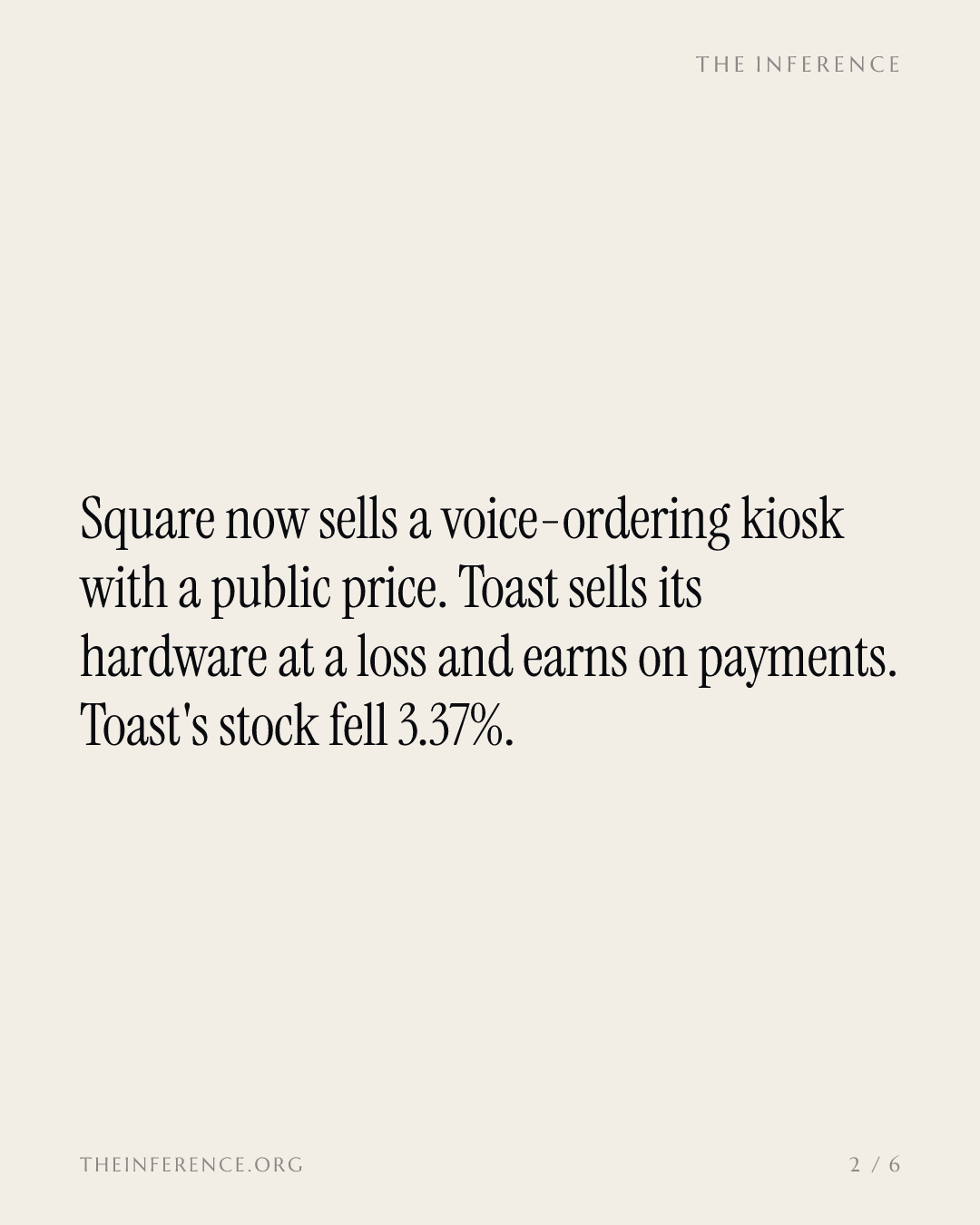 Block's Square prices its AI kiosk at $1,999 plus $99 a month as Toast falls 3.37% — slide 1