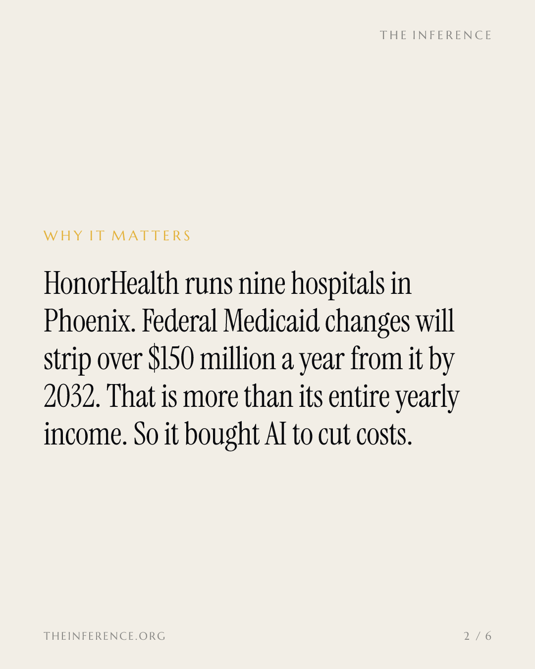 HonorHealth deploys Qventus AI against a $150 million-a-year Medicaid hole by 2032 — slide 1