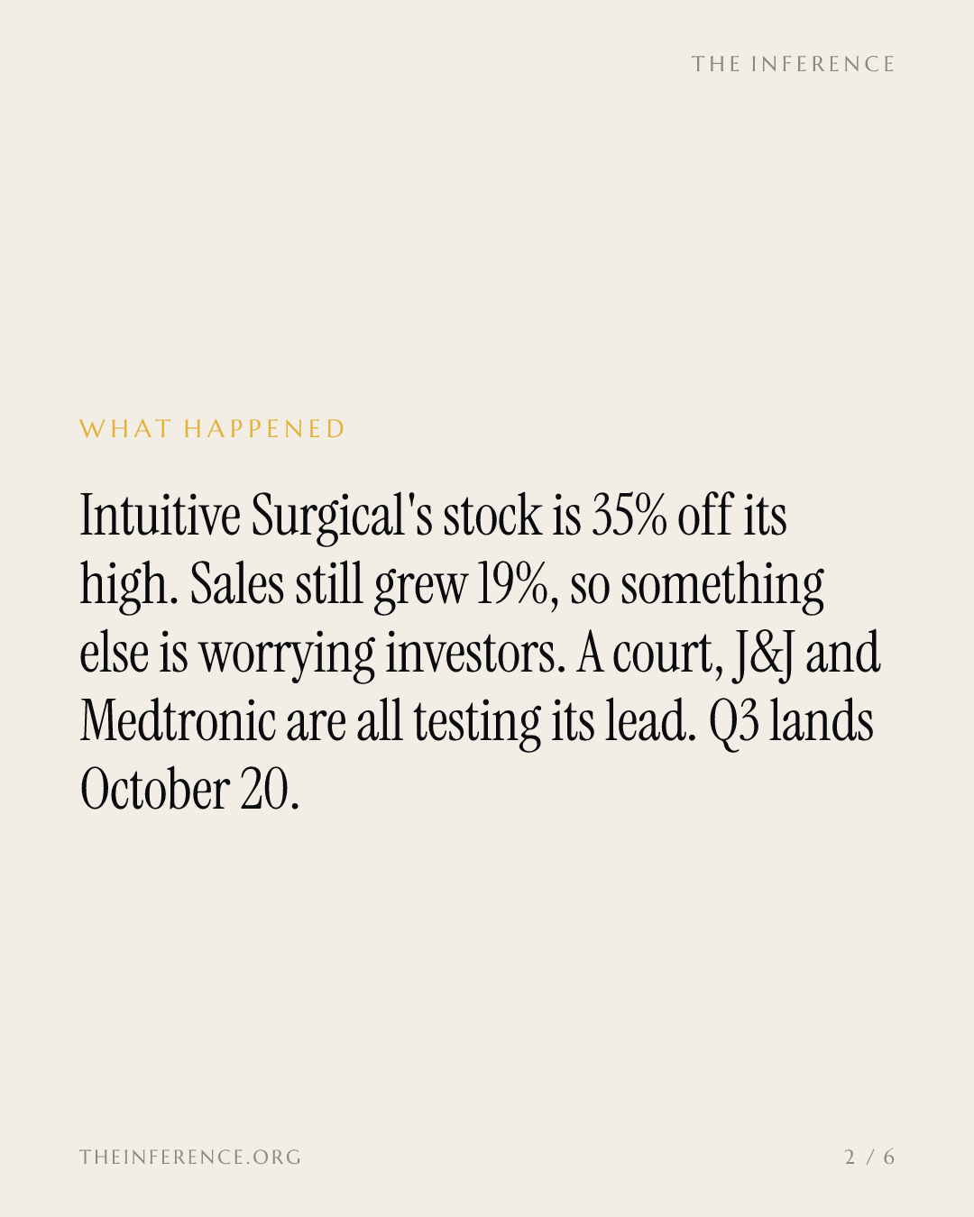Intuitive Surgical is 35% off its high as a court, J&J and Medtronic test its robot monopoly — slide 1