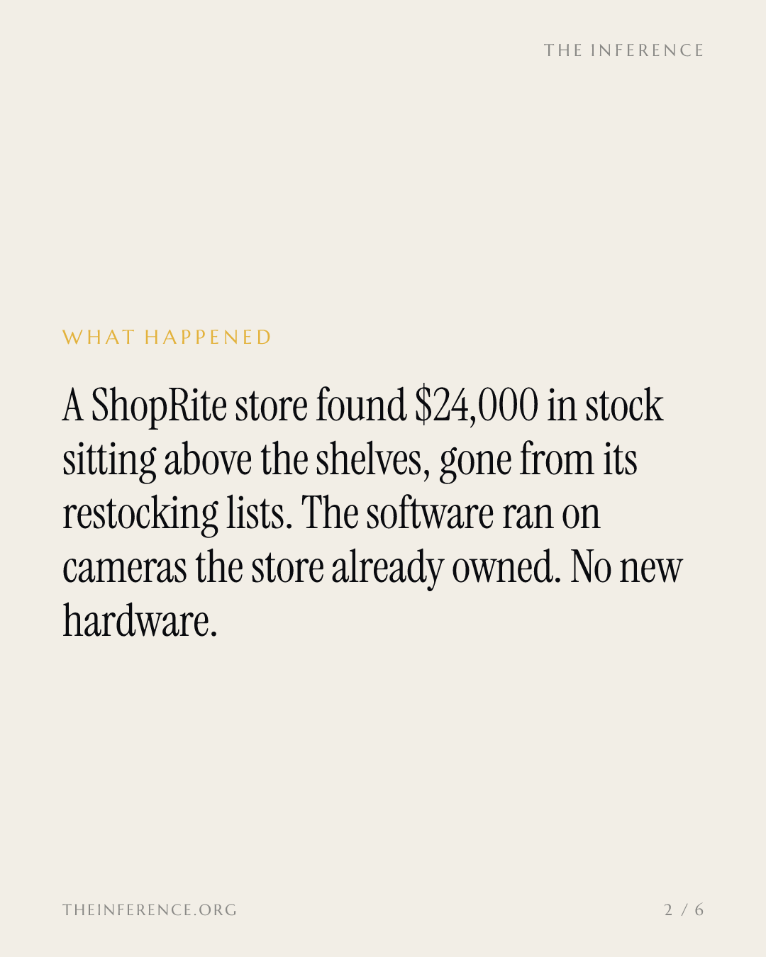 Village Super Market's ShopRite pilot found $24,000 of inventory hiding above the shelves — slide 1