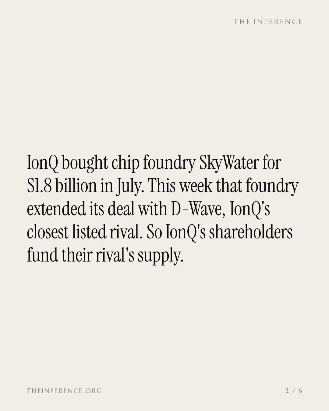 IonQ paid $1.8 billion for SkyWater, the foundry that just extended rival D-Wave's chip deal — slide 1