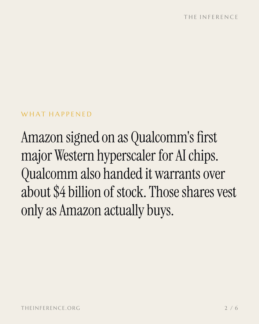 Qualcomm gave Amazon warrants worth $4 billion, vesting on up to $60 billion of chip purchases — slide 1
