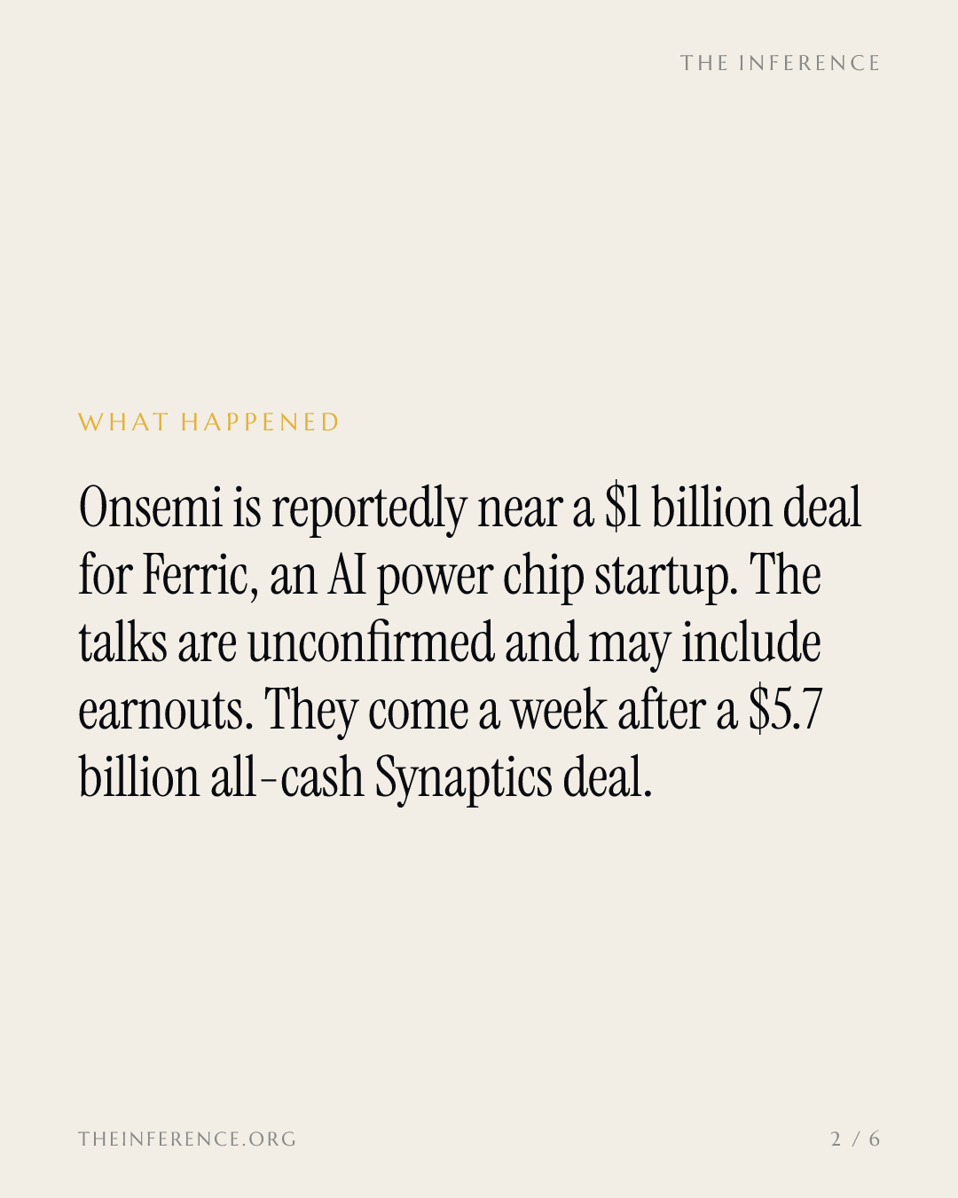 Onsemi chases a $1 billion AI power startup with $3.5 billion of cash and a credit line — slide 1