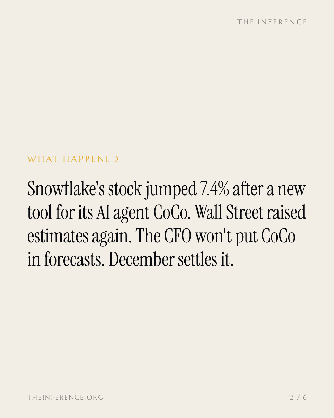 Snowflake's CFO calls forecasting CoCo 'somewhat reckless'; investors just paid 7.42% more anyway — slide 1