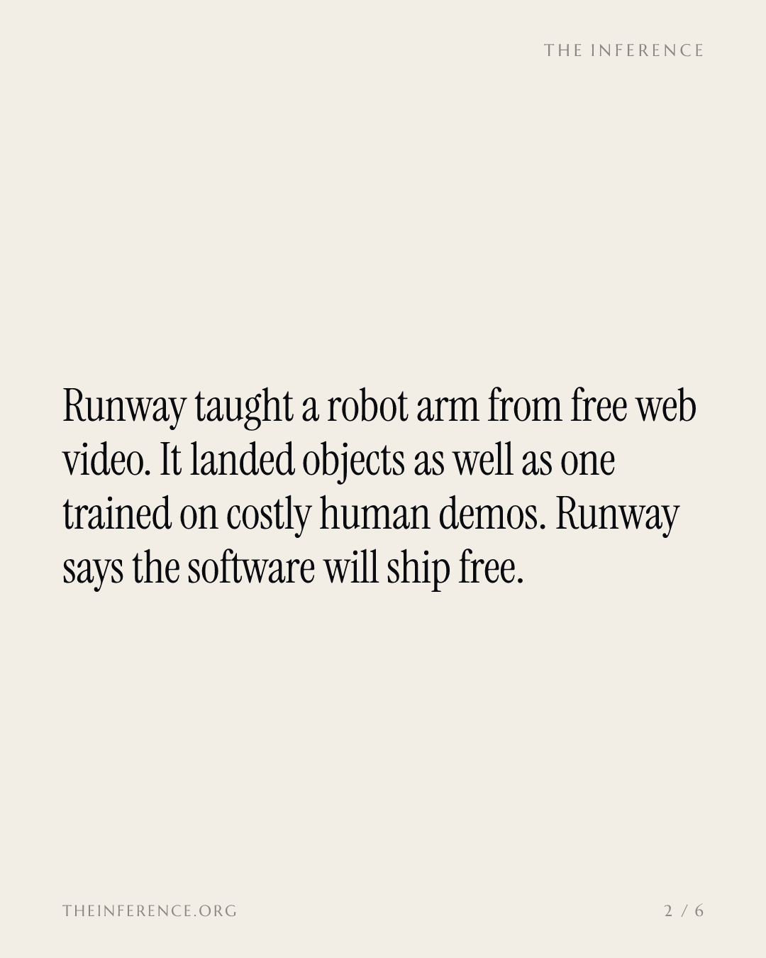 Free web video matched robot-lab data in Runway's own test, and the weights ship free — slide 1