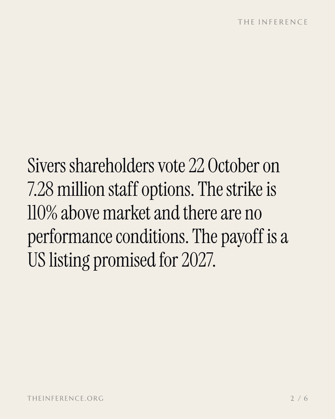 Sivers Hands Staff 7.28 Million Options and Sends Existing Owners the Bill — slide 1