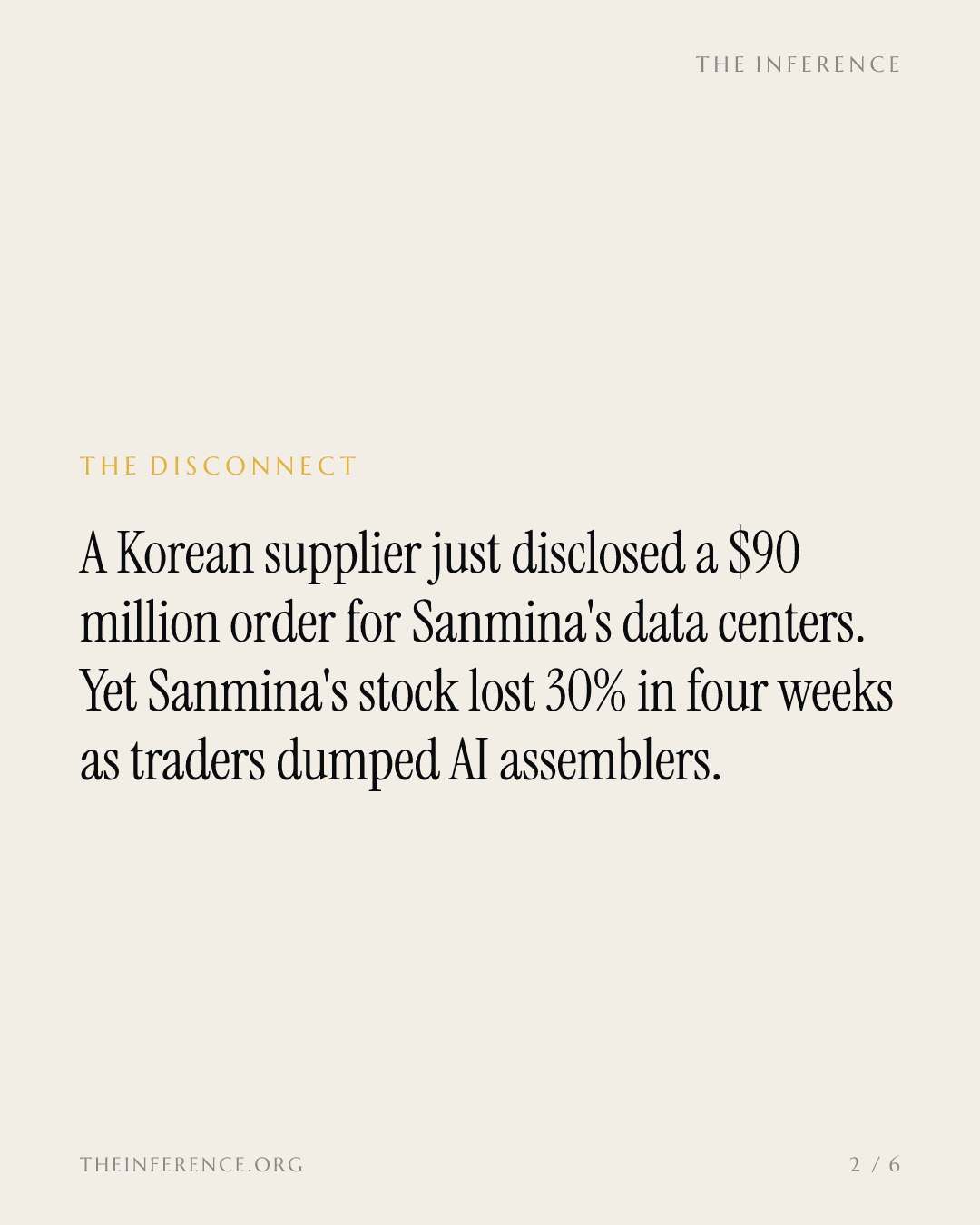 A $90 million Korean filing says Sanmina's AI racks are still selling. The tape says otherwise. — slide 1
