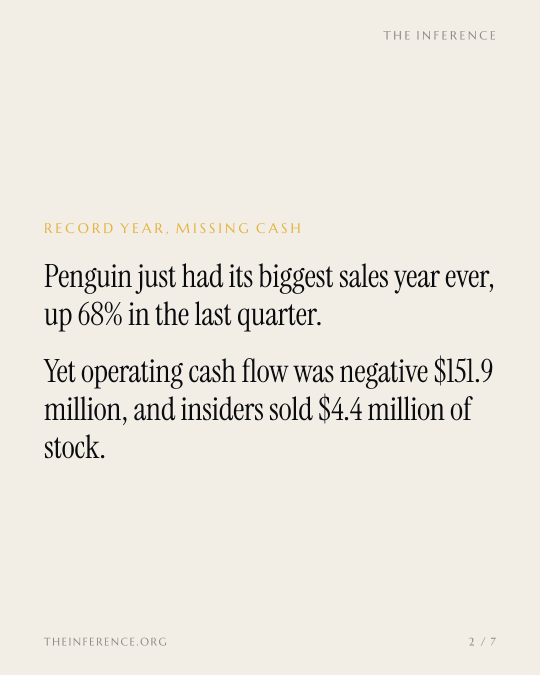 Penguin Solutions' record fiscal year had negative $152 million cash flow: insiders sold $4.4 million — slide 1