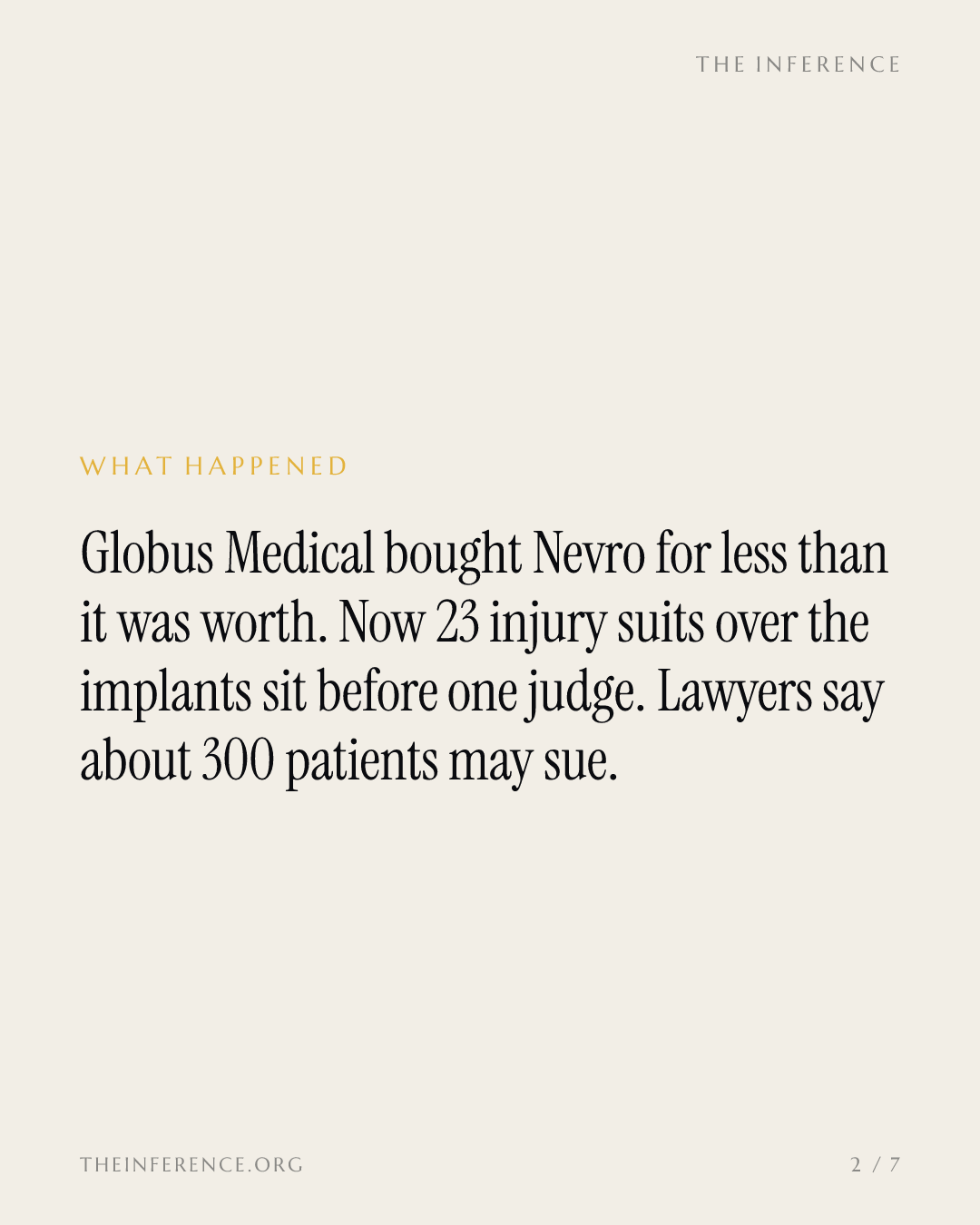 Globus Medical paid $252.5 million for Nevro; 23 injury suits over its stimulators now share one judge — slide 1