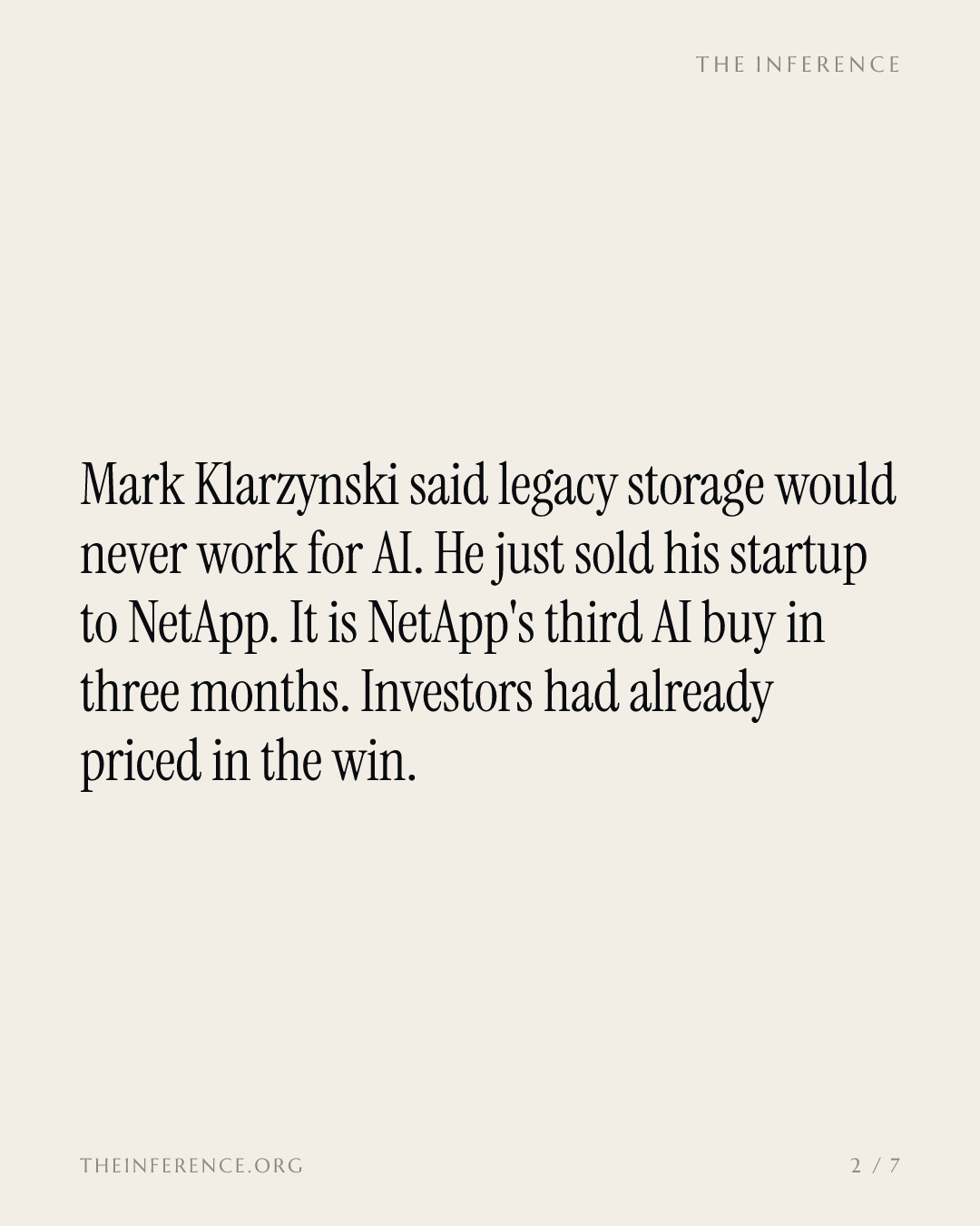 The founder who called legacy storage unfit for AI just sold to NetApp — slide 1
