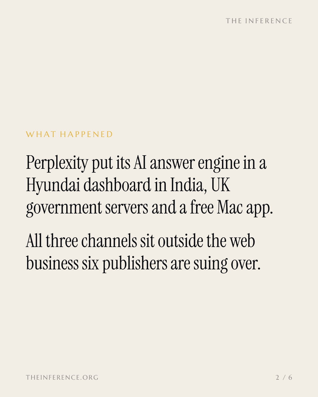 Perplexity lands in Hyundai cars, UK government servers and Macs while six publishers sue — slide 1