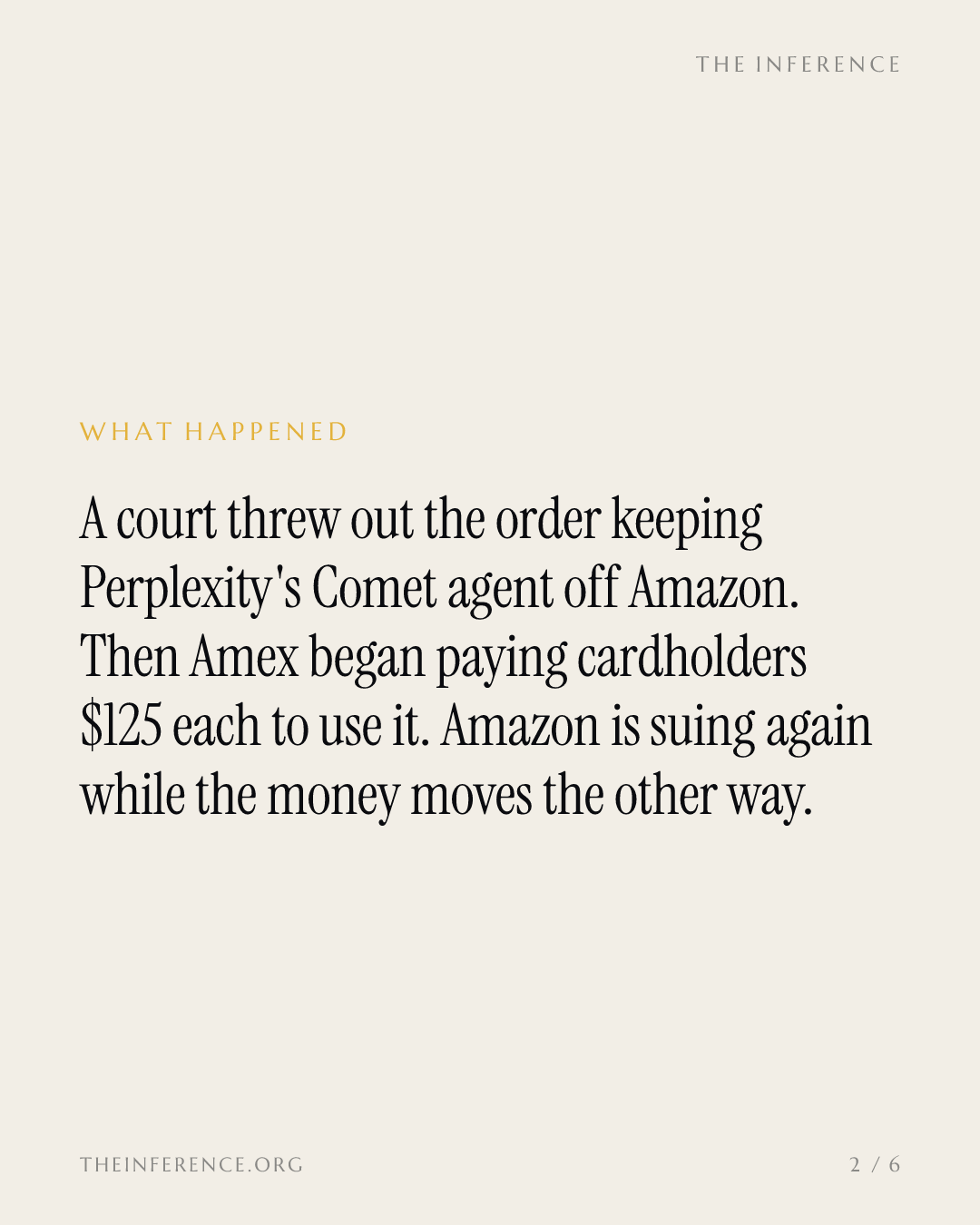 Amazon sues to evict the AI shopper while Amex pays $125 to move it in — slide 1