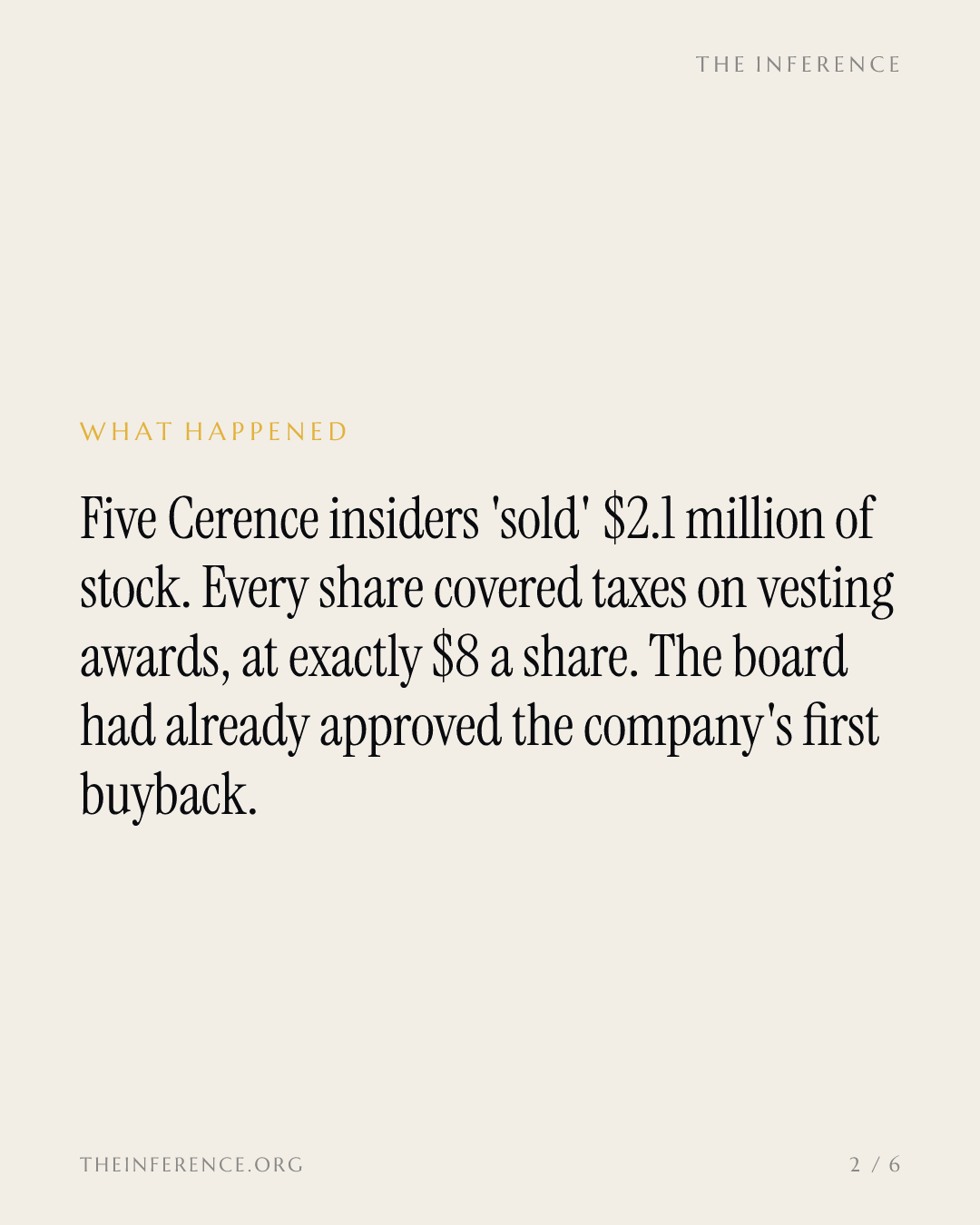 Cerence starts buying its own stock; the 'insider selling' was a tax bill — slide 1