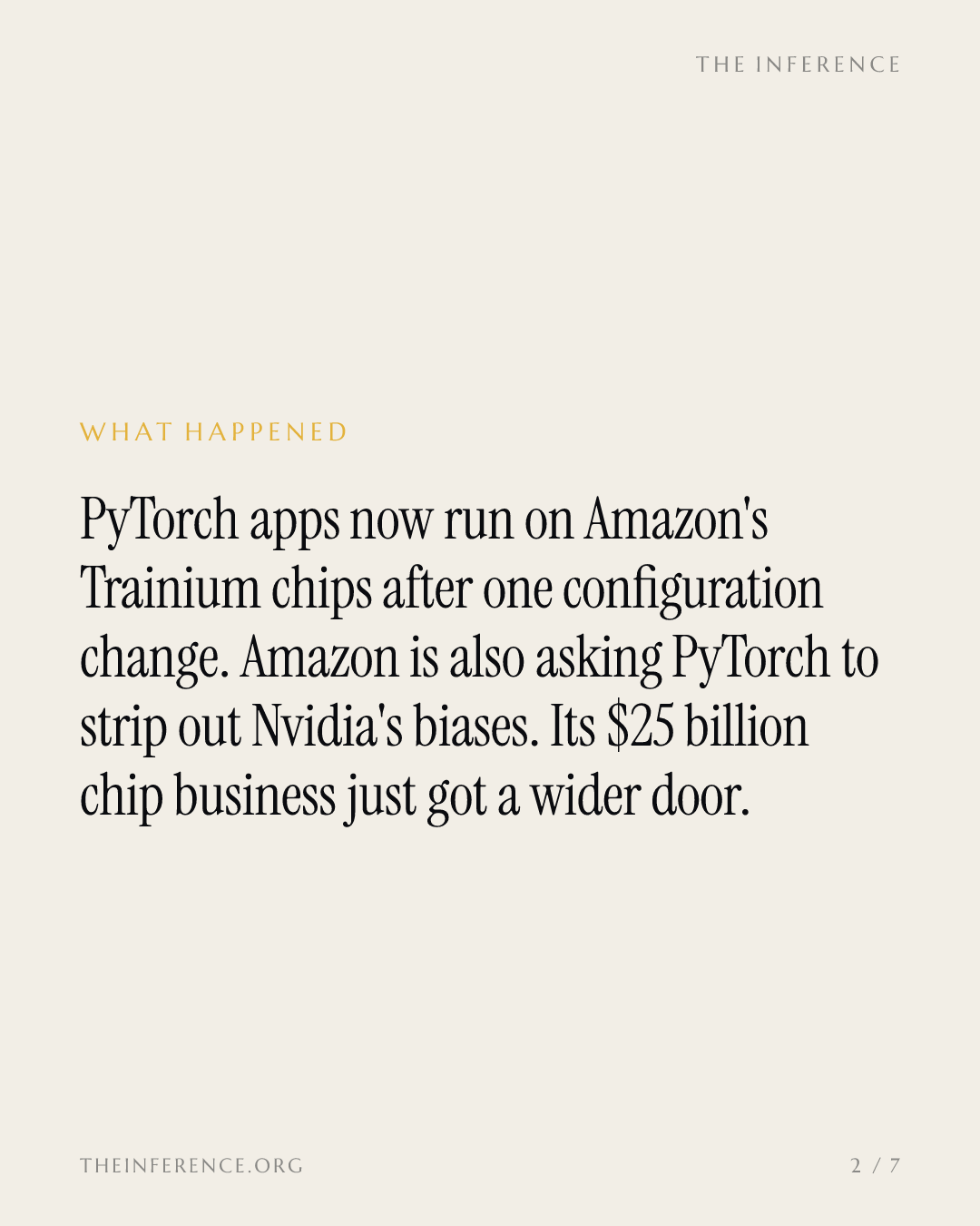 Amazon edits Nvidia's lock-in out of PyTorch and points its $25 billion chip business at CoreWeave and Nebius — slide 1