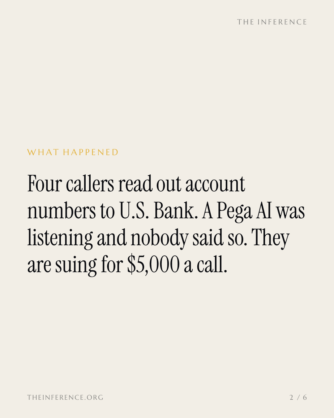 Four U.S. Bank callers sue Pegasystems and U.S. Bancorp for wiretapping at $5,000 a call in California — slide 1
