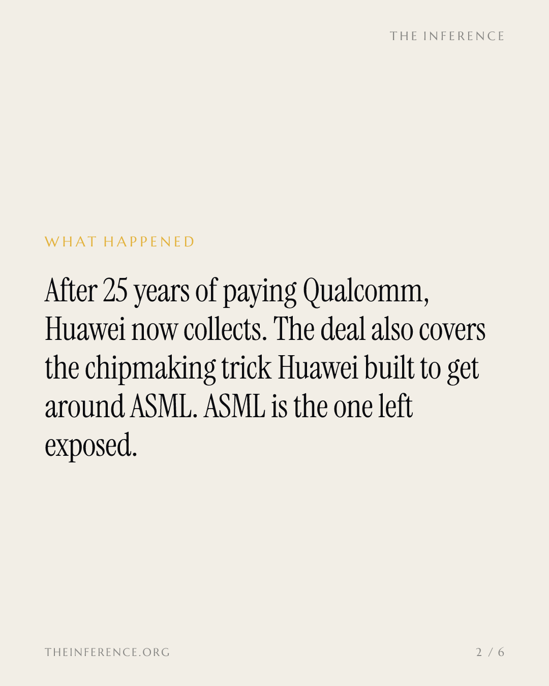 Qualcomm pays Huawei for the first time in 25 years, and the real bill lands on ASML — slide 1