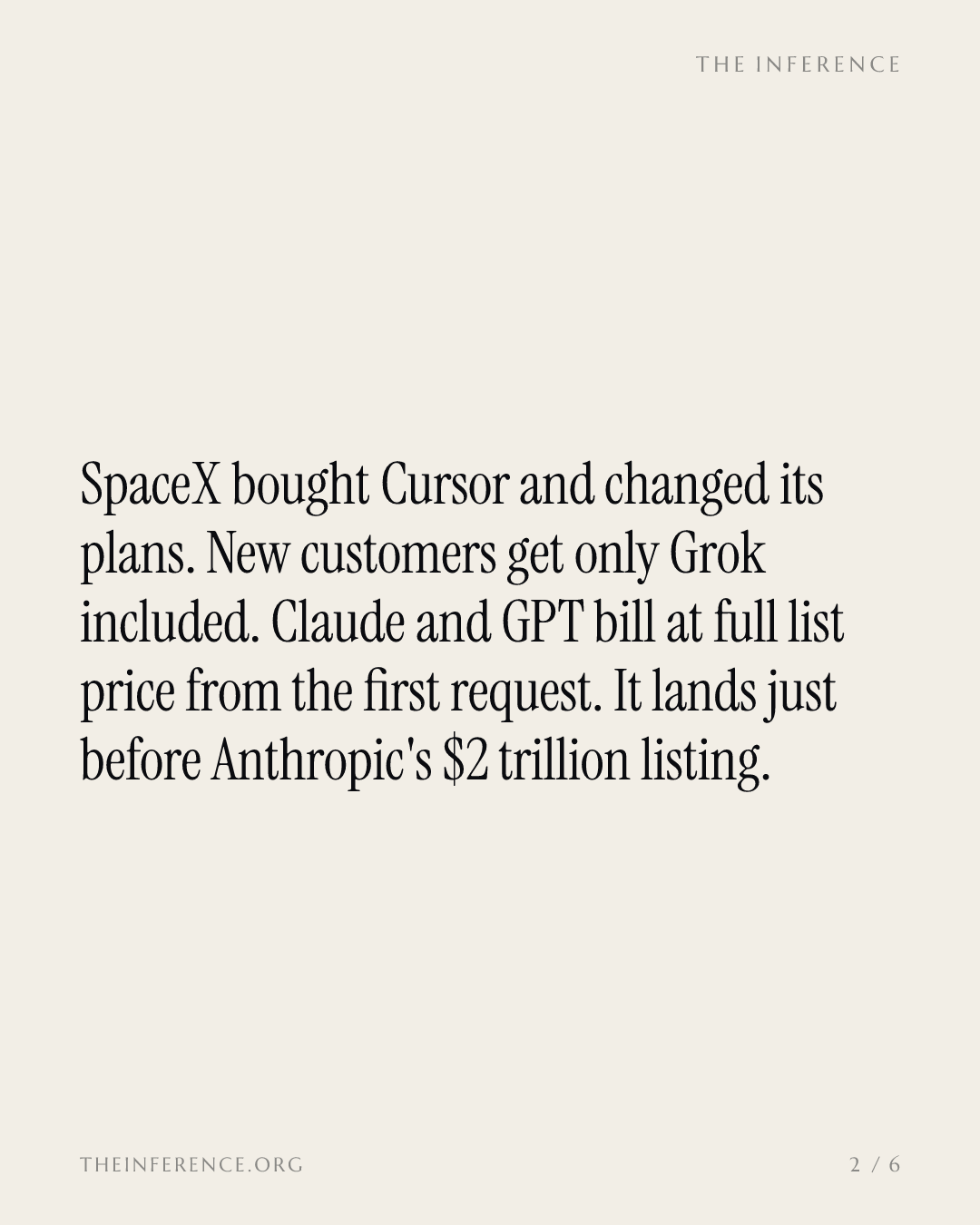 Cursor stopped bundling Claude just as Anthropic courts a $2 trillion listing — slide 1