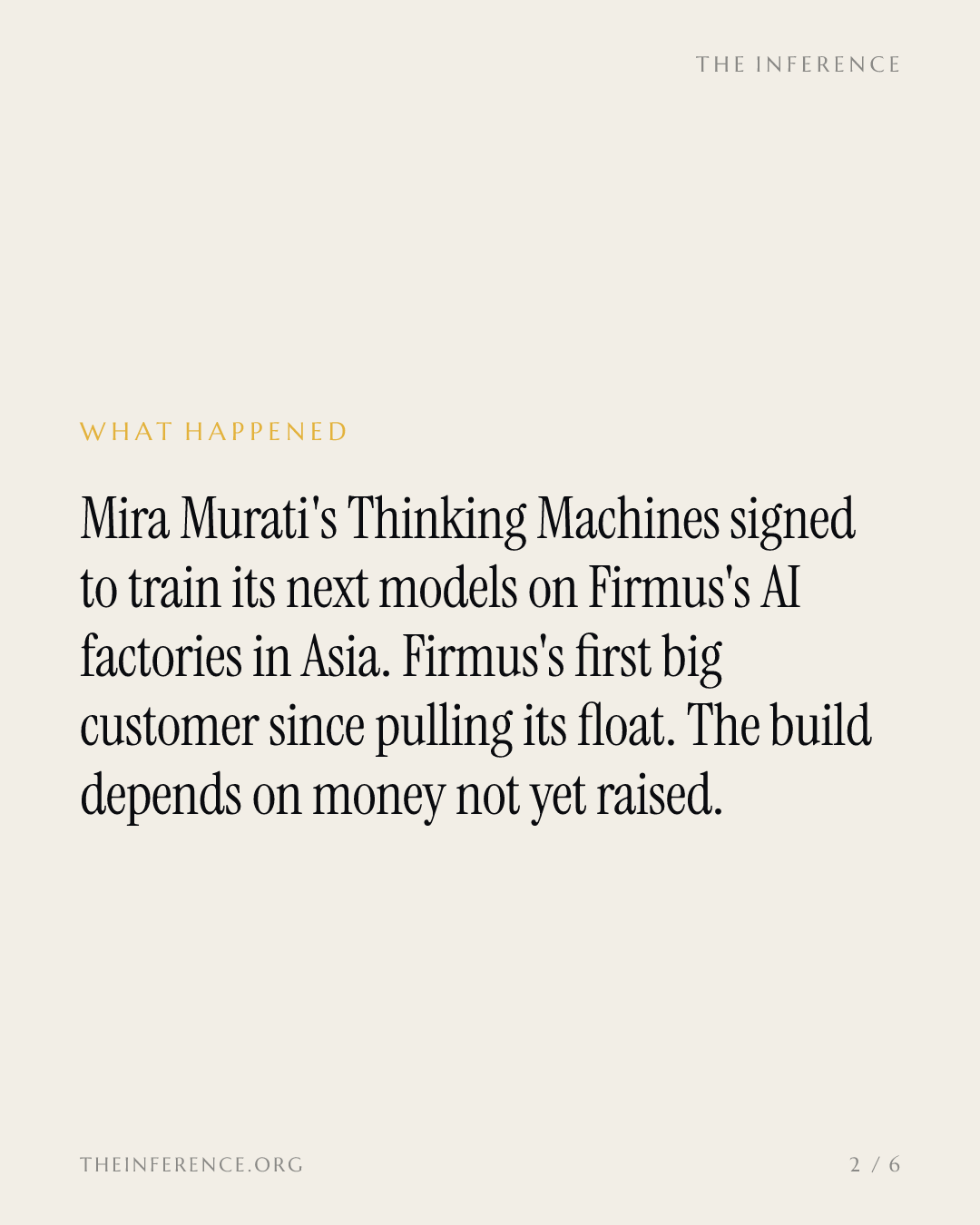 Murati's Thinking Machines just took on Firmus's delivery risk — slide 1