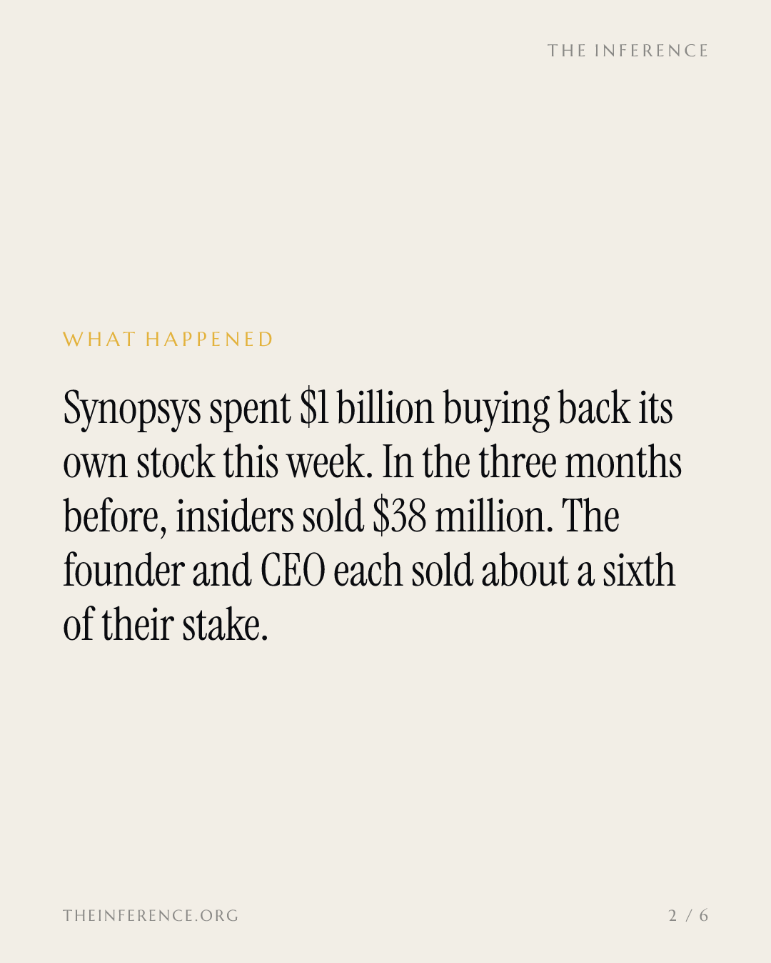 Synopsys buys $1 billion of its own stock after insiders sold $38 million — slide 1