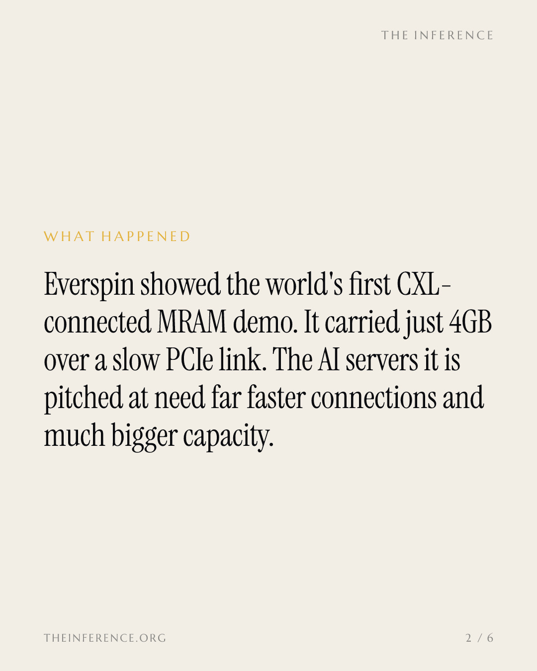 Everspin's CXL MRAM demo is a sales call, and the rig on the crate shows it — slide 1