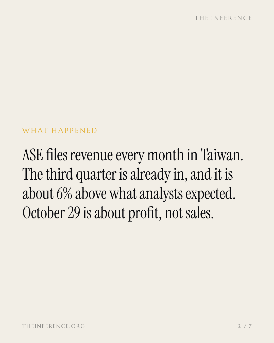 ASE's monthly filing already puts Q3 revenue about 6% above consensus before its October 29 report — slide 1