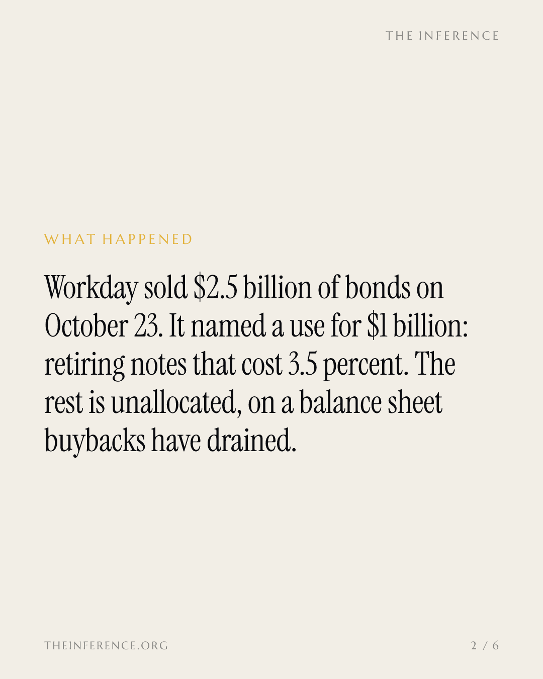 Workday nearly doubles its cost of debt and leaves $1.5 billion of the raise unnamed — slide 1
