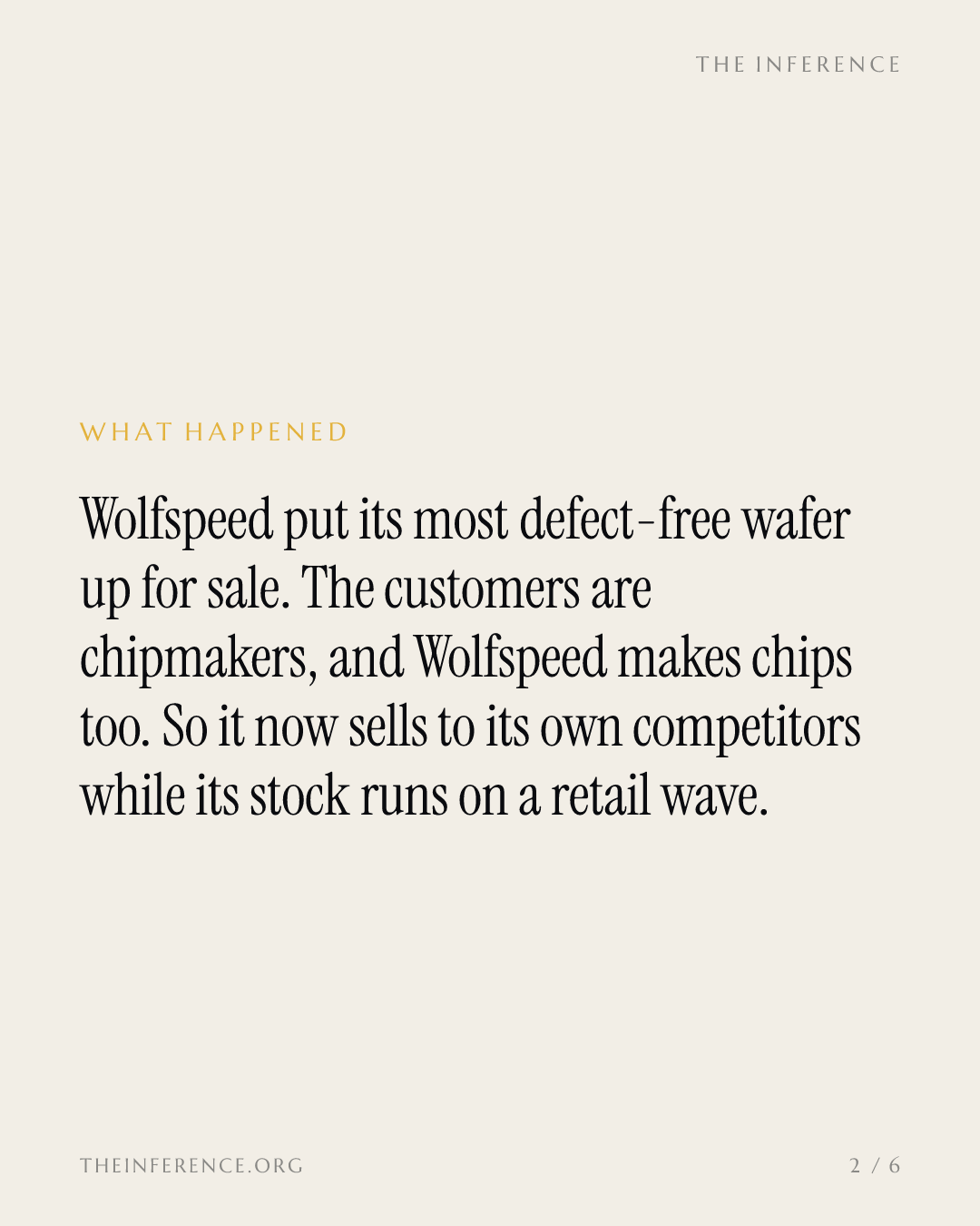 Wolfspeed now sells premium wafers to its competitors, and guides to lose money doing it — slide 1