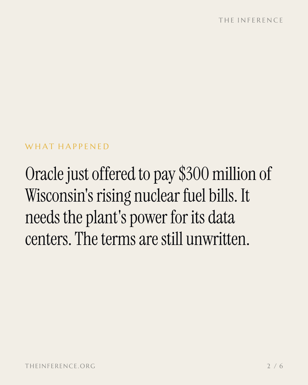 Oracle volunteers to absorb a $300 million nuclear bill in Wisconsin — slide 1