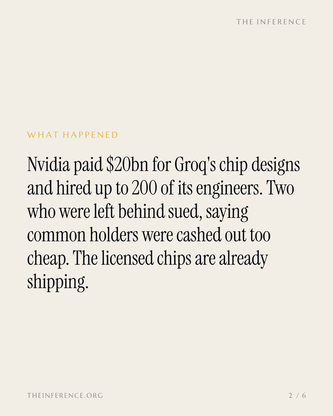 Groq's left-behind engineers sue to reprice Nvidia's $20bn deal — slide 1