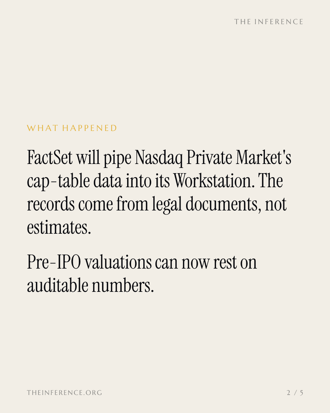 FactSet pipes Nasdaq Private Market cap-table data into its terminal before the November 10 Investor Day — slide 1