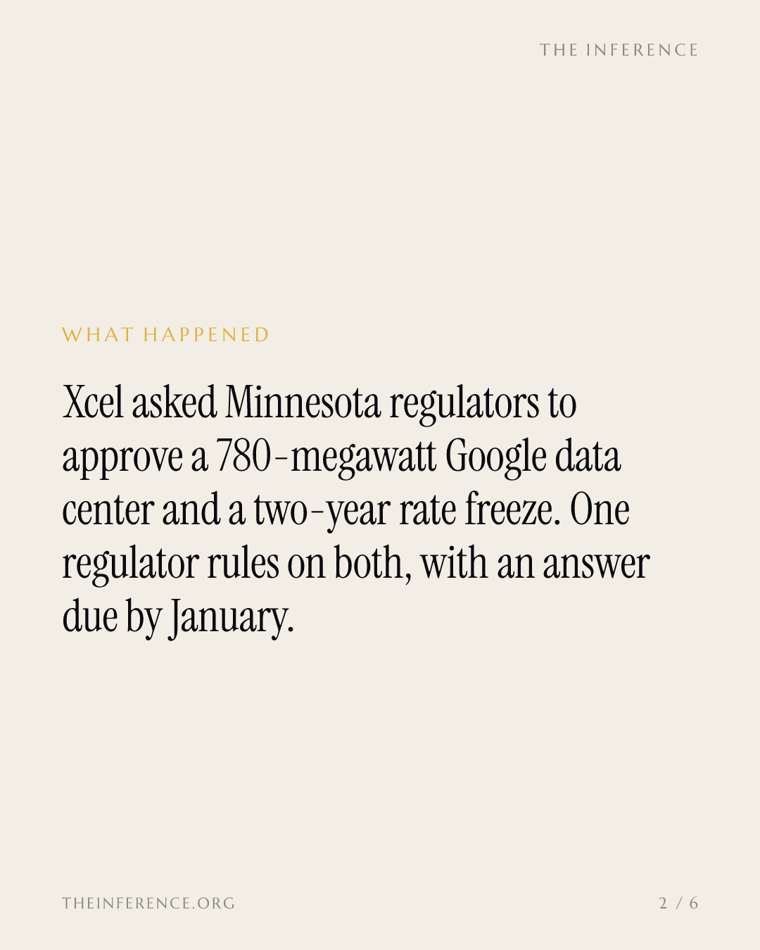 Xcel's 780-megawatt Google deal pays even if the AI boom cools; both bets wait on one Minnesota ruling — slide 1