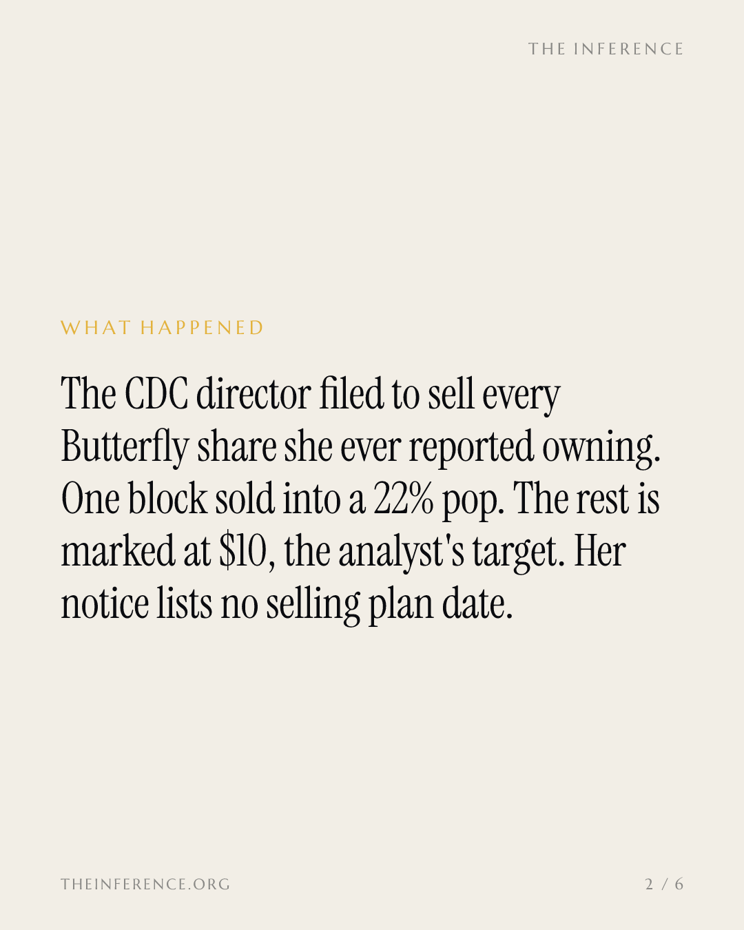 La directora de los CDC tramita la venta de toda su participación en Butterfly (BFLY) un día después del repunte del 22% — slide 1