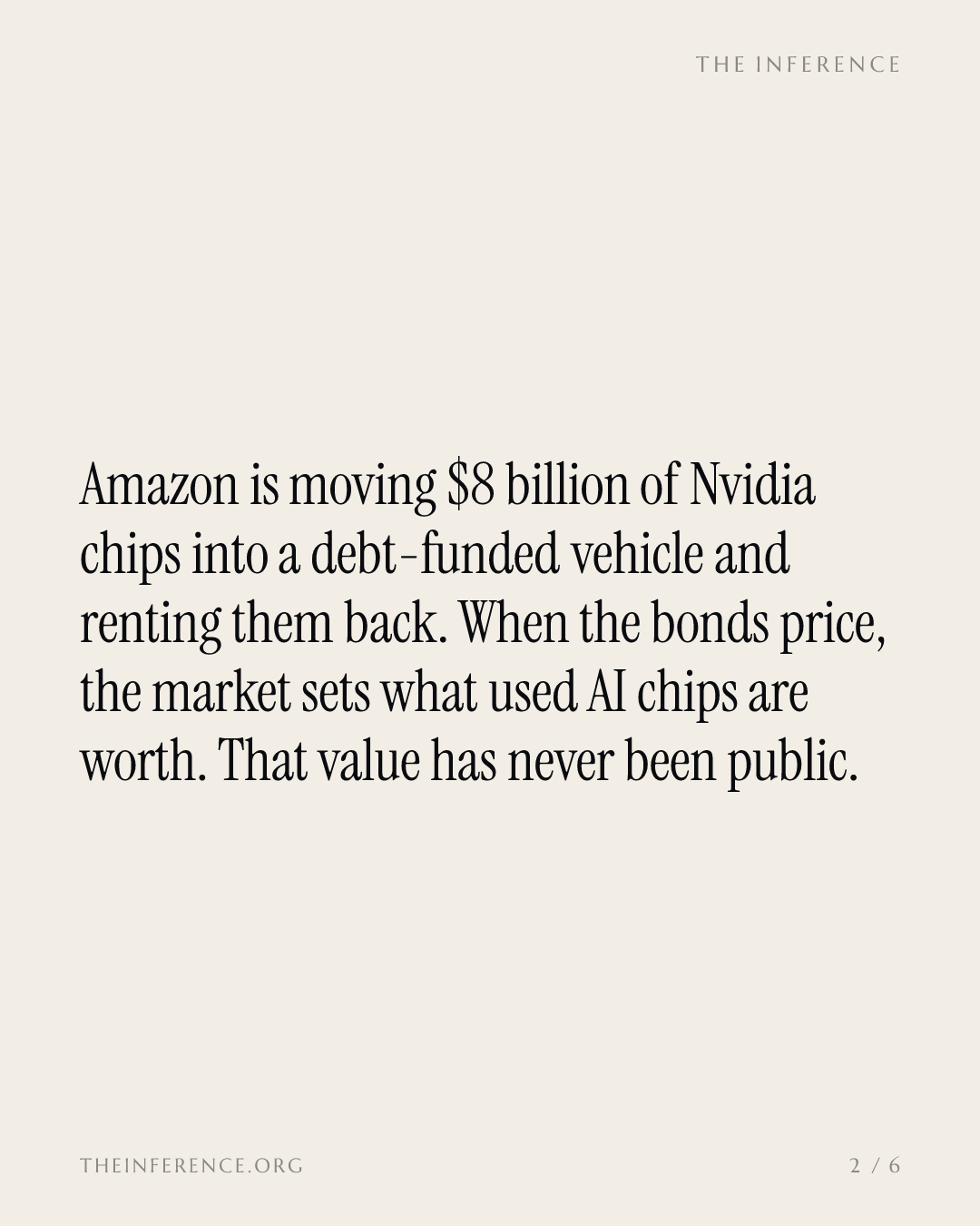 Amazon is selling the risk on $8 billion of Nvidia chips, not the chips — slide 1
