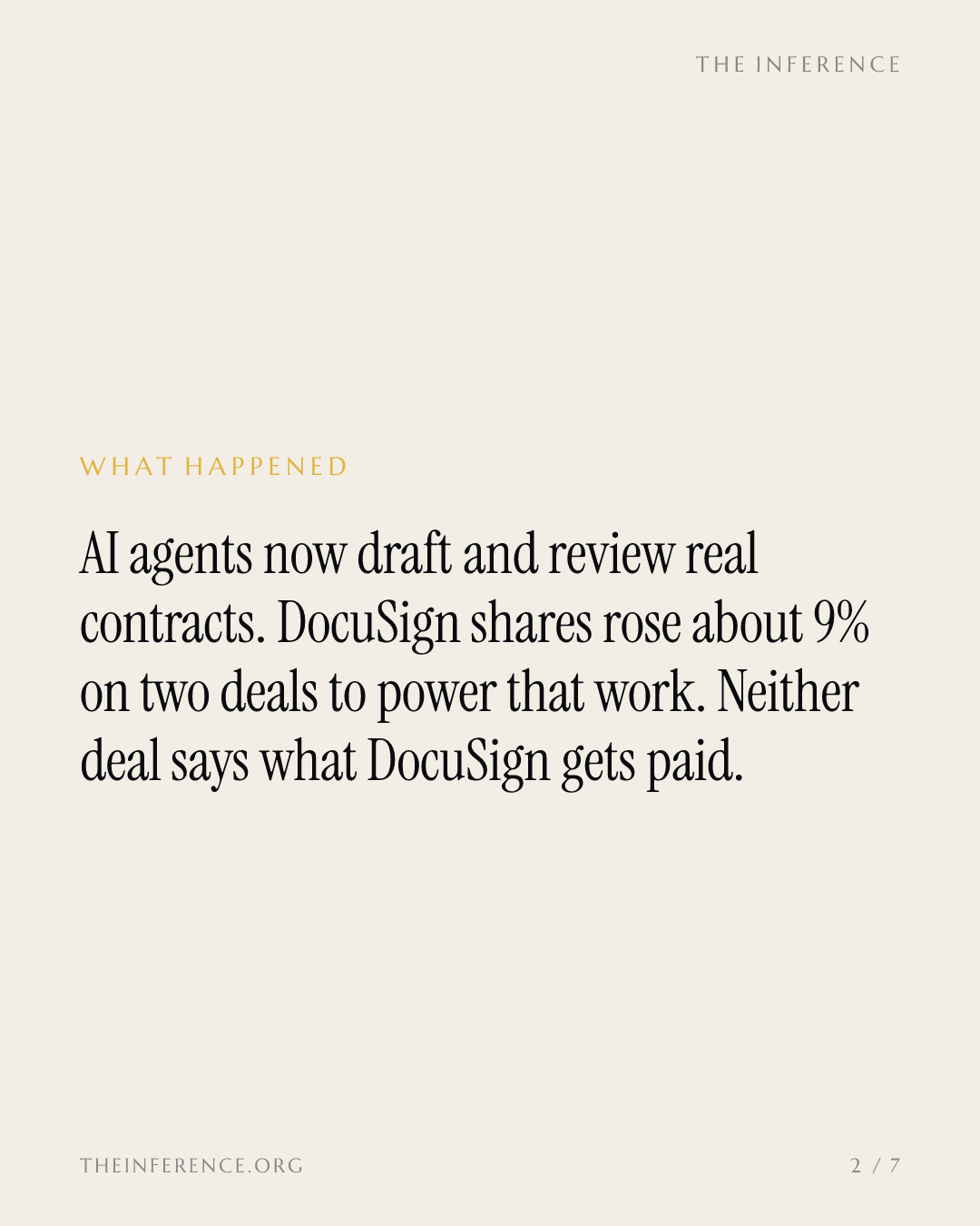 Salesforce and Microsoft AI agents now draft contracts, but DocuSign's two distribution deals name no price — slide 1