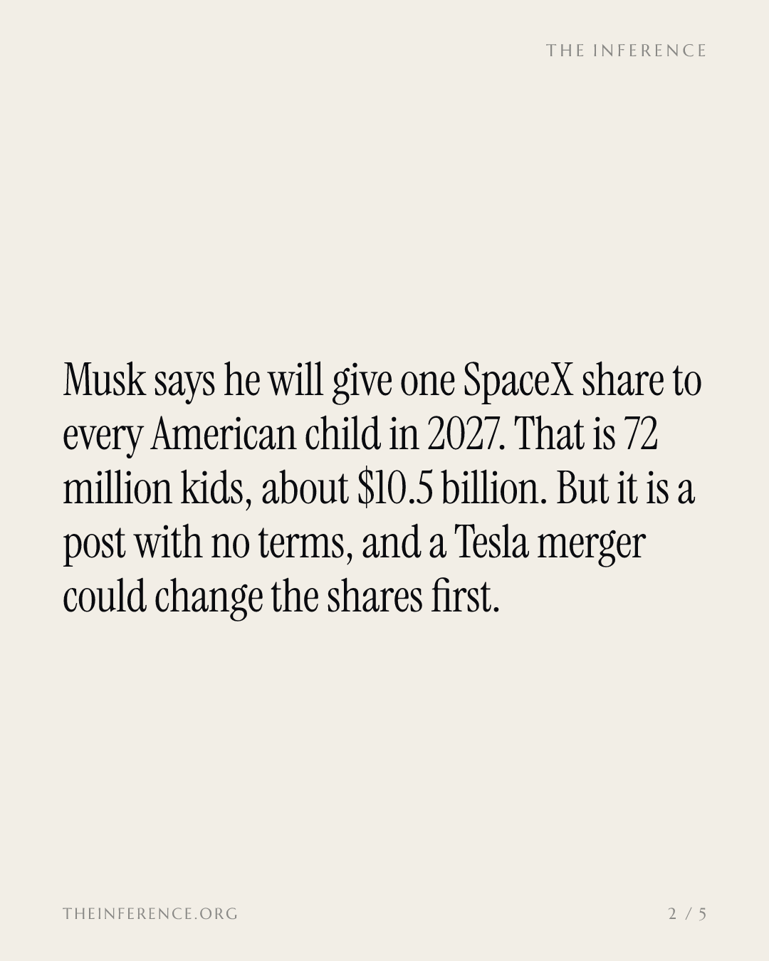One SpaceX share per kid: Musk's $10.5 billion answer to Anthropic's fund — slide 1