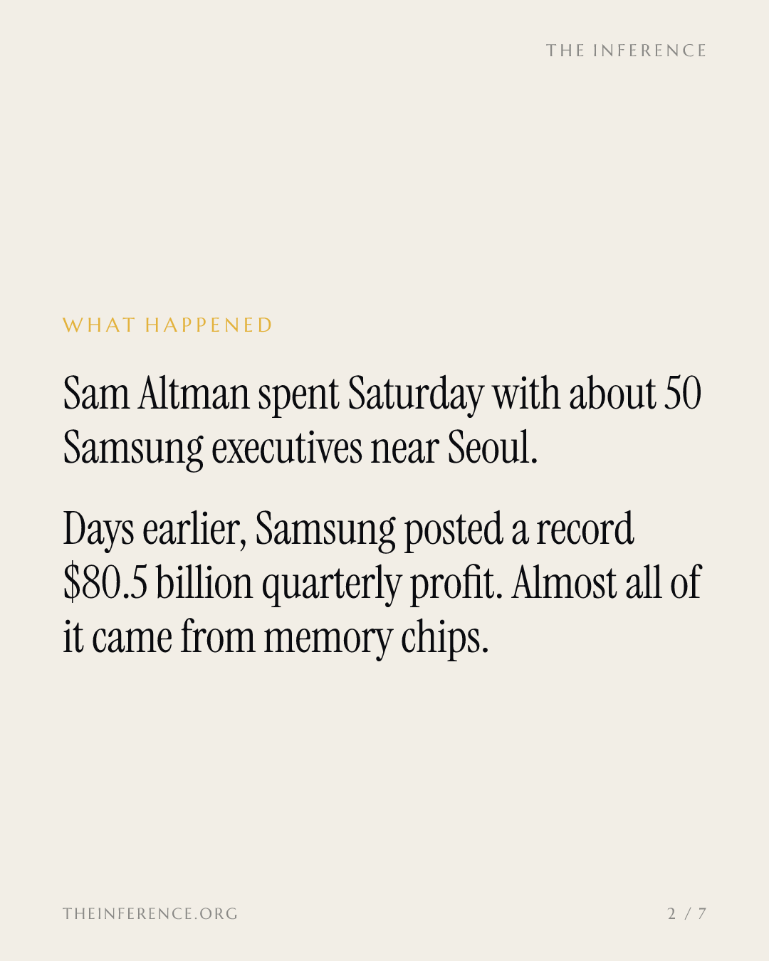 Sam Altman visited Samsung days after its record $80.5 billion quarter; its phone business lost money — slide 1