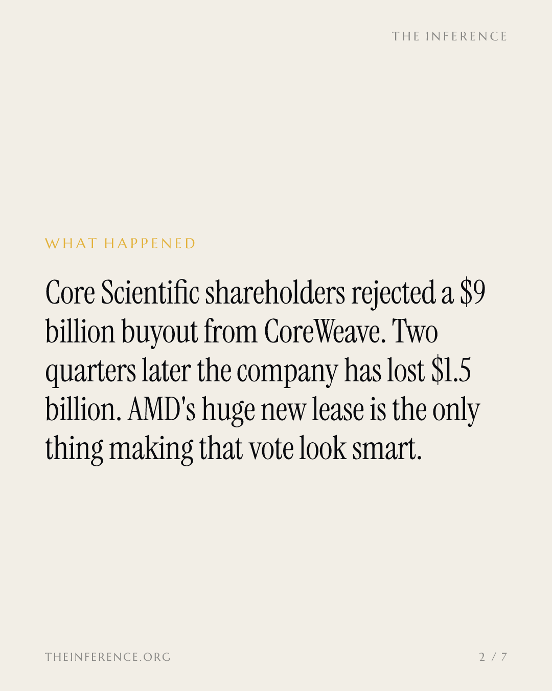 Core Scientific a refusé un rachat à 9 milliards de dollars, puis a perdu 1,5 milliard en deux trimestres — slide 1