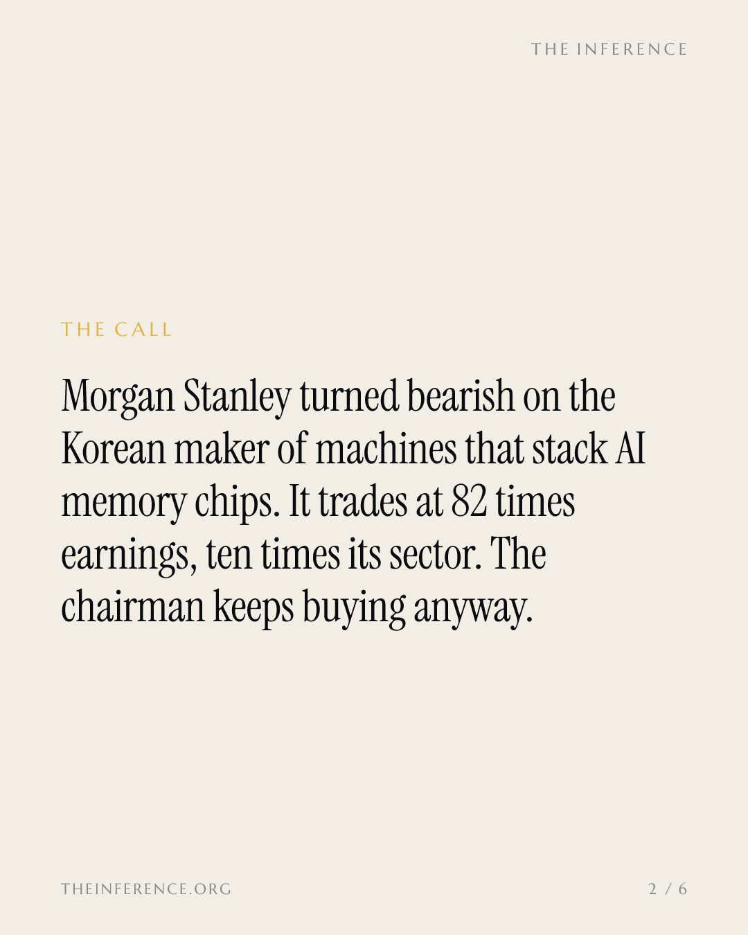 Morgan Stanley says sell Hanmi Semiconductor at 82 times earnings even as its chairman keeps buying — slide 1