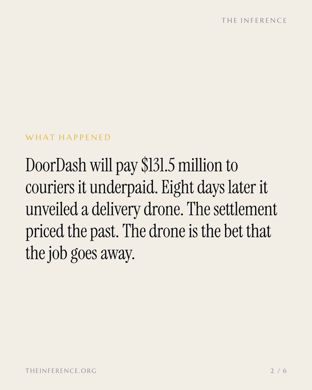 DoorDash agreed to pay $131.5 million for its couriers' past, then unveiled the drone for their future — slide 1