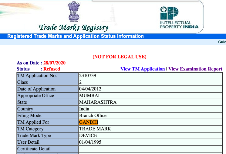 trade marks registry application status